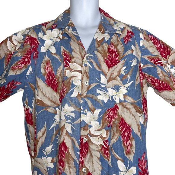 Hilo Hattie Aloha Vintage Blue Floral Hawaiian Beach Vacation Shirt Large - Picture 2 of 10